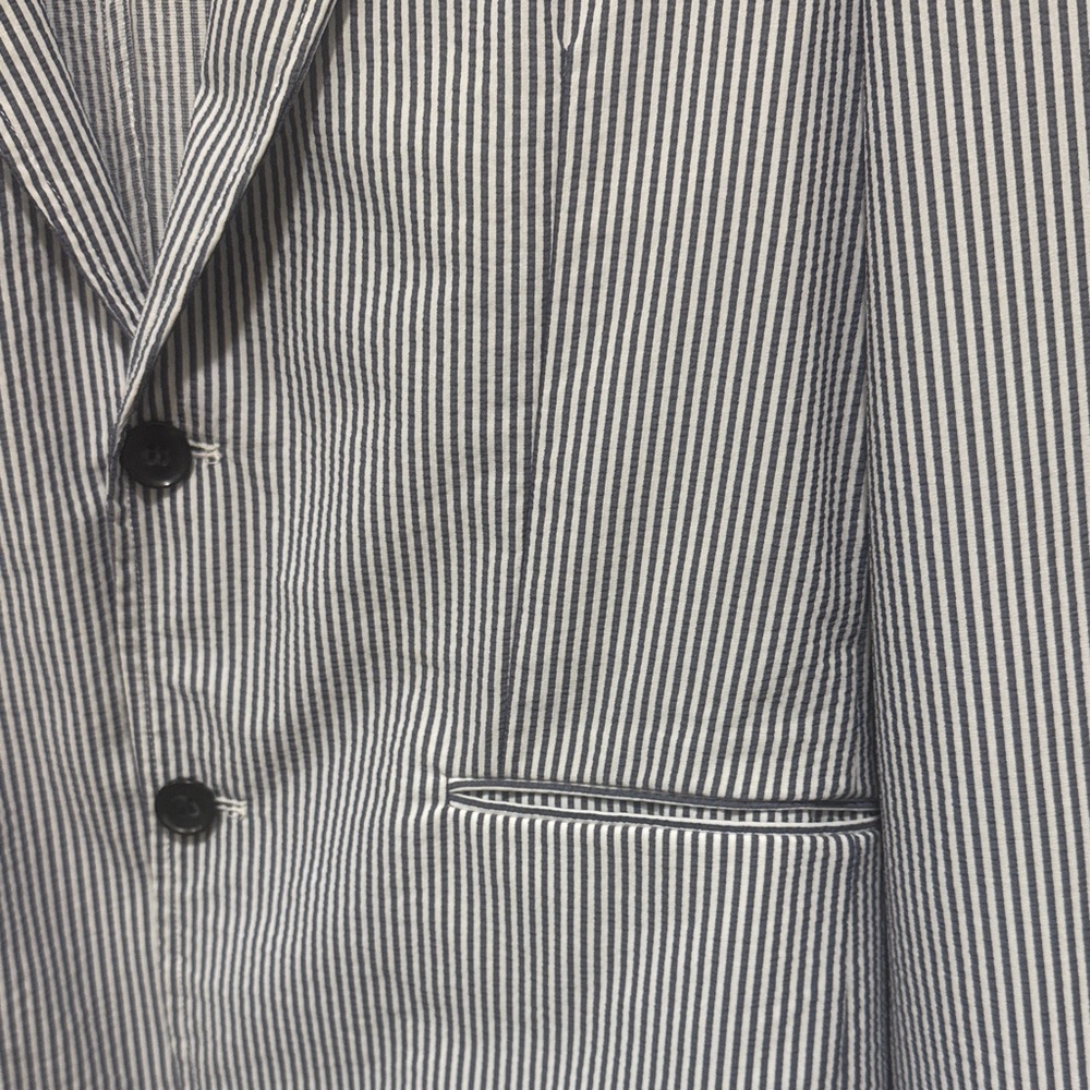 ZARA Men’s Classic Blue & White Striped Seersucker Blazer - Size XL - Picture 5 of 14
